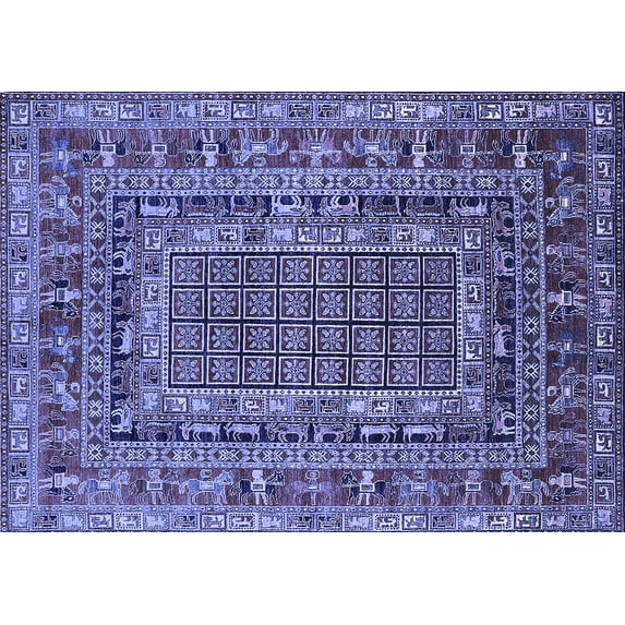 Ahgly Company Machine Washable Indoor Rectangle Oriental Blue Industrial Area Rugs, 2' x 3'