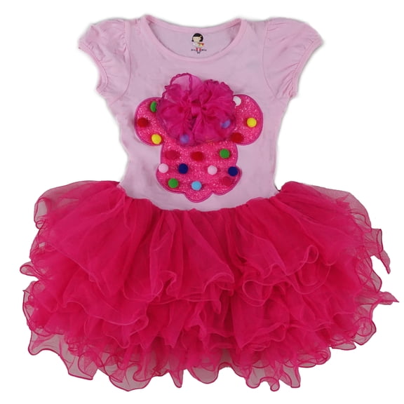 Wenchoice Pink & Hot Pink & Rainbow Minnie Bow Dress Girls L(5-6Y)