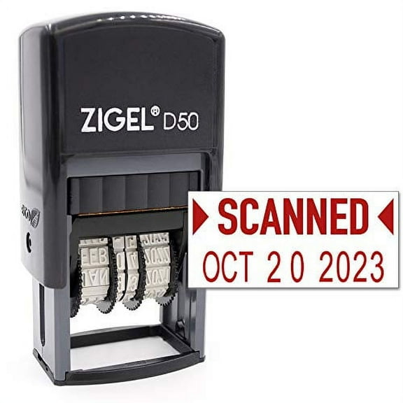 ZIGEL Date Stamp with Scanned - Self Inking Date Stamp - Red