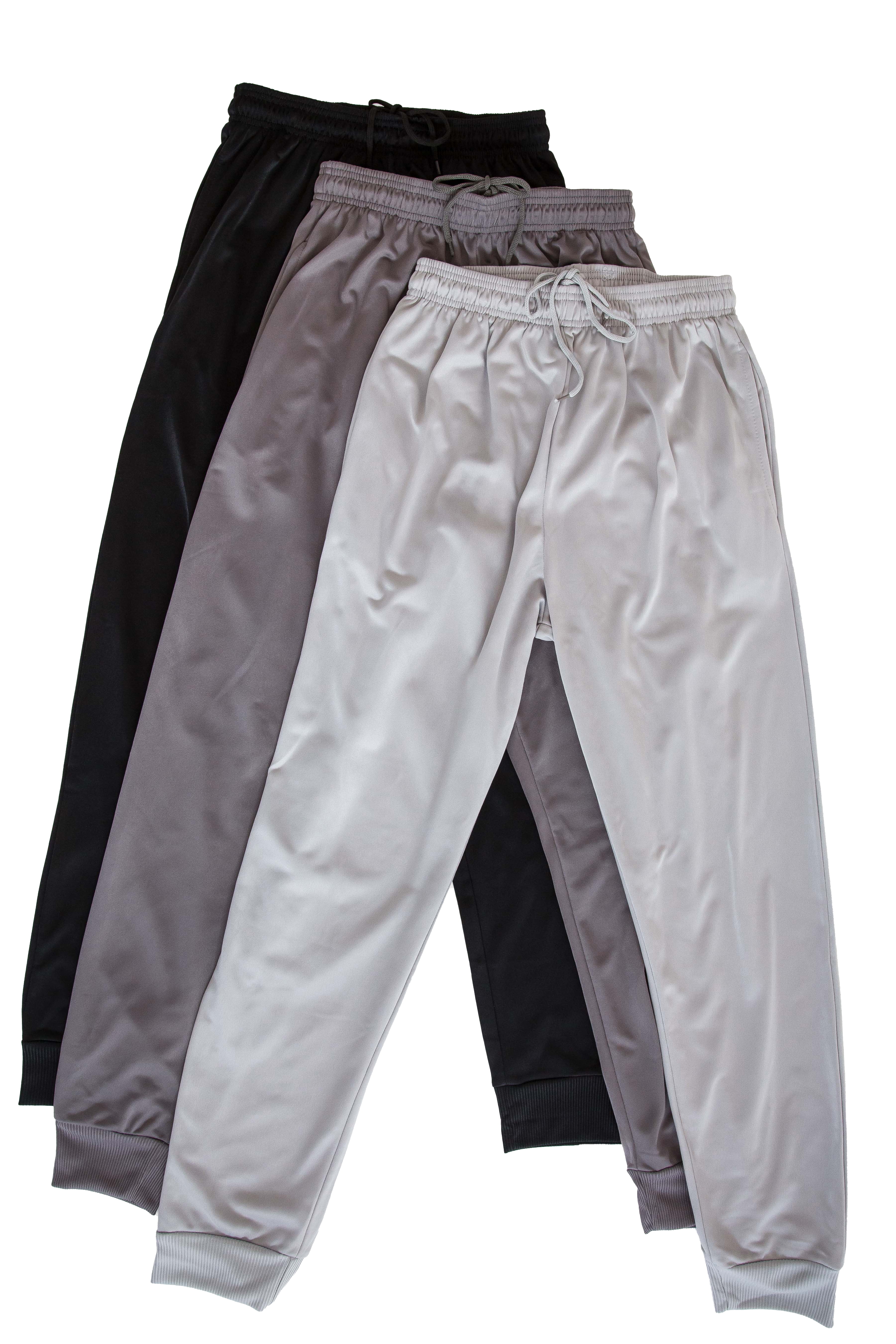 Real Essentials 3 Pack Boys' Mesh Open Bottom Active Sweatpants with Pockets & Drawstring 