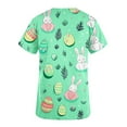 thumbnail image 2 of Jinhomg Cute Scrubs for Women Fancy Bunny and Easter Eggs Graphic Holiday Tops Lightweight Casual Short Sleeve V-Neck Nurse Workwear with Pockets Green L, 2 of 4