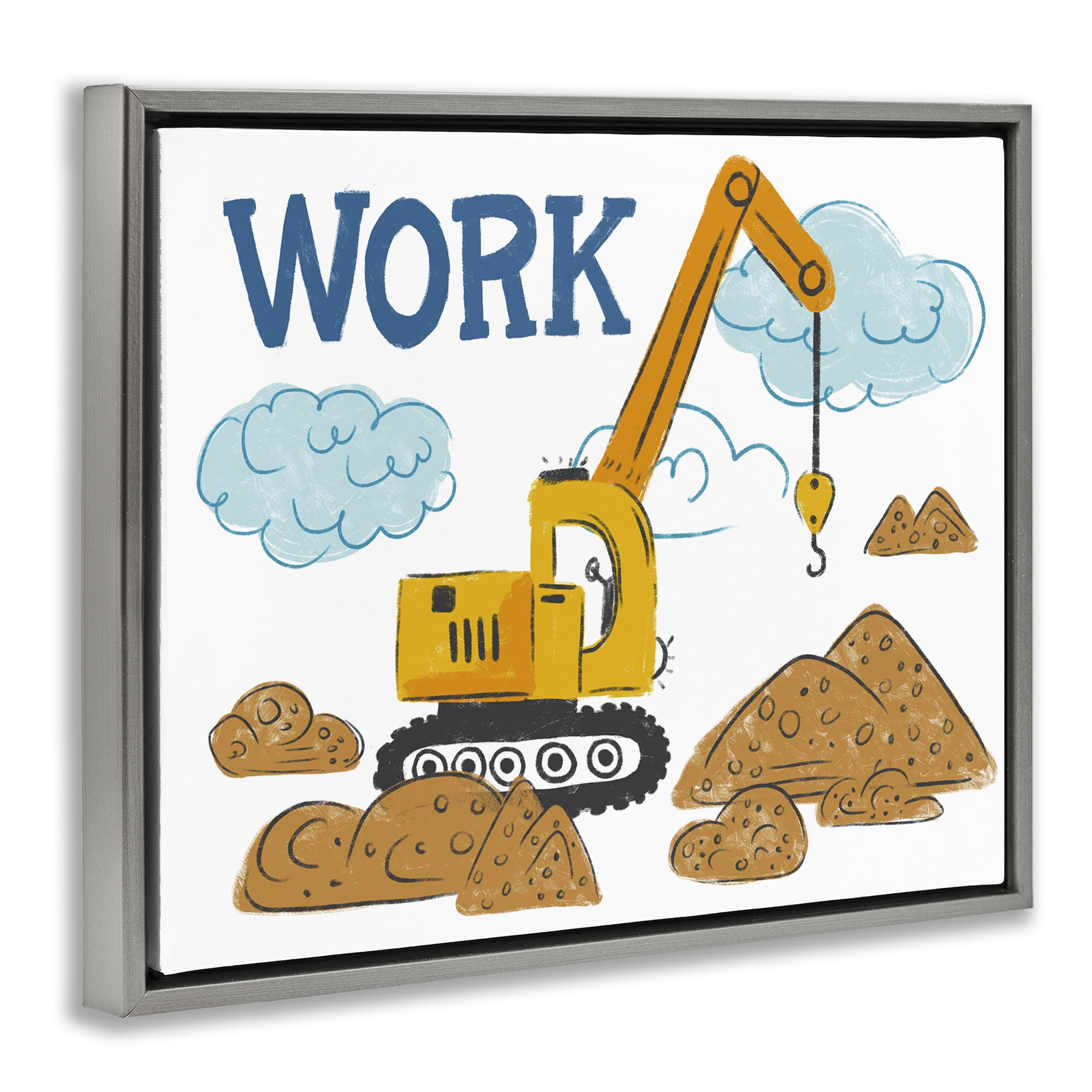 Stupell Industries Construction Work Bulldozer Transportation Painting Gray Floater Framed Canvas Art Print Wall Art, 31 x 25