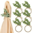 thumbnail image 1 of SHISUYAN Farmhouse Napkin Rings with Realistic Green Leaves Design Made of Natural Jute Rope for Kitchen Use, 1 of 8