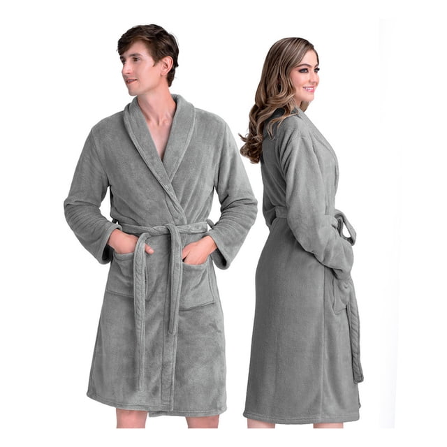Bata de Baño Suave, Absorbente y de Secado Rápido, Unisex Real Textil (Gris, Unitalla)