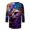 thumbnail image 5 of Cavosen Mardi Gras Womens 3/4 Sleeve Blouses Carnival Shiny Mask Graphic Print Shirts Round Neck Party Holiday Blouse Casual Trendy Festival Tops Dressy Party Funny T-Shirt M, 5 of 5