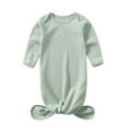 thumbnail image 2 of Xmarks Newborn Baby Knotted Gown Soft Swaddle Wrap Sleepwear Sleeping Bags Infant Long Sleeve Sleeper Coming Home from Hospital Outfit with Hat Light Green, 2 of 7