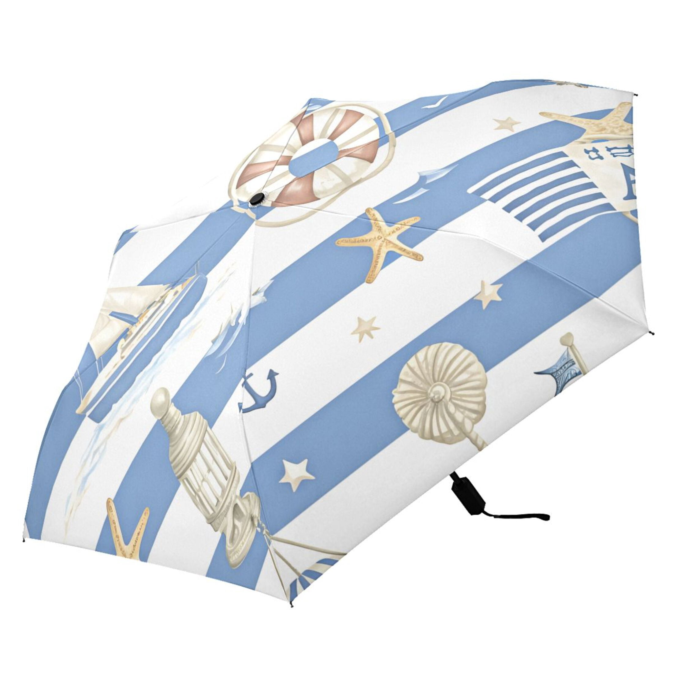 ALAZA Starfish Sailboat UPF 50+ Compact Folding Umbrella for Rain Travel Umbrella Packable