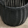 thumbnail image 4 of Lucius Round Resin Woven Wicker Basket with Handles - 13" x 13" x 13" - Black - For Clothes, Towels, Toys, Magazines Storage and Home Decoration, 4 of 6