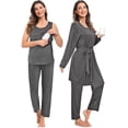 thumbnail image 2 of Set de bata de lactancia SWOMOG, pijama posparto, gris, XXL, 2 of 7