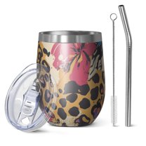 12oz Stainless Steel Insulated Wine Tumbler with Lid and Straw – Double Wall Vacuum Mug for Hot & Cold Drinks, 304 Steel Interior, Sweat-Free Design