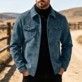 thumbnail image 4 of Raeneomay Men's Suede Button Jacket - Collared Long Sleeve Pocket Top, 4 of 6