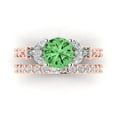 thumbnail image 2 of Clara Pucci 18K Rose/White Gold Round Cut 1.5Ct Simulated Green Diamond Engagement Ring + Matching Band - Luxury Box Included, 2 of 7