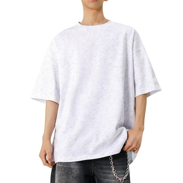 Blusas y camisas de manga corta y cuello redondo para hombre, blusas casuales de color liso brillante para hombre, blusas de manga corta y cuello redondo para hombre.
