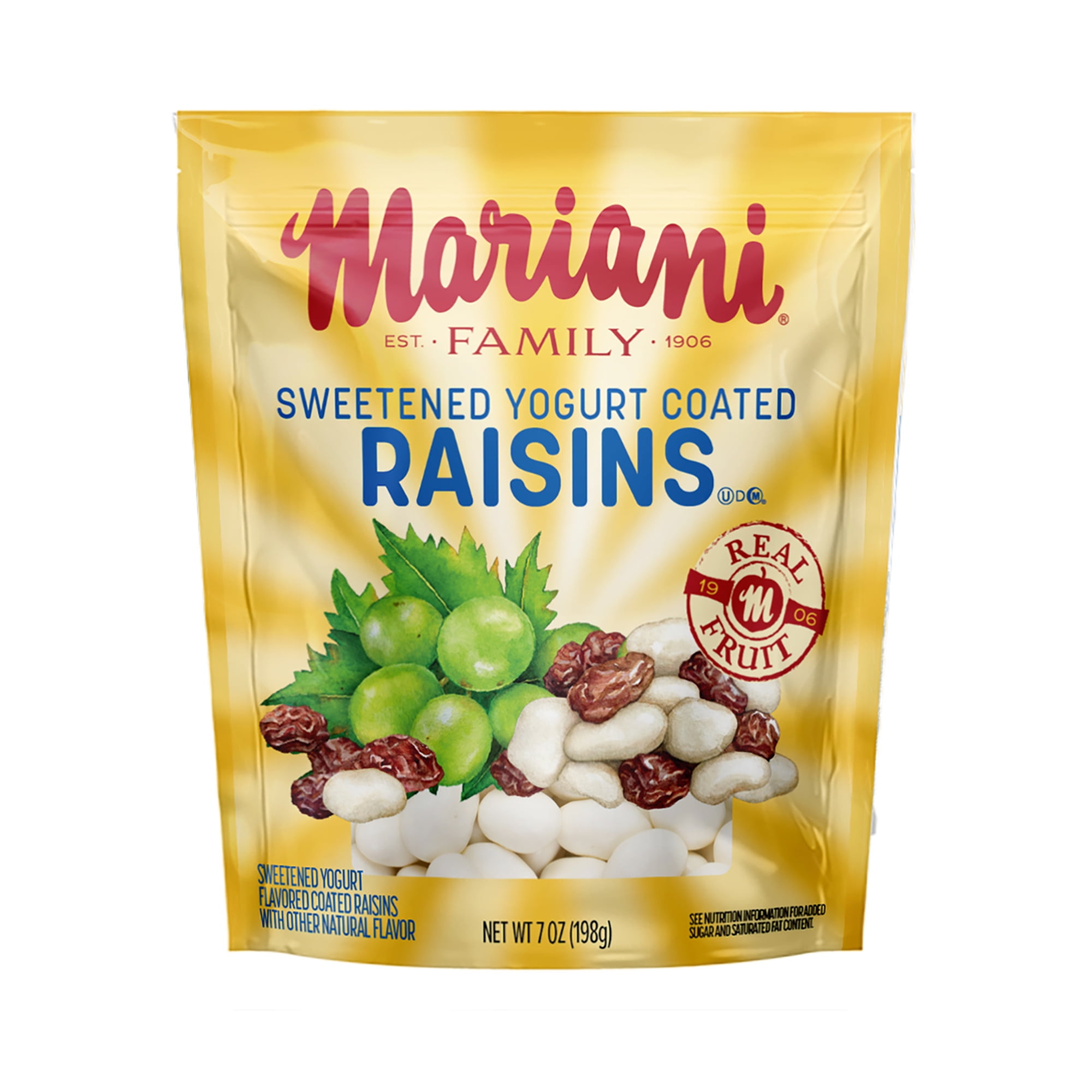 (4 pack) Mariani Dried Fruit, Vanilla Yogurt Covered Raisins, 7 oz Bag