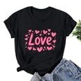 thumbnail image 5 of BiZtdJrK Limited Time Sale Women's Valentine's Day Shirts Loose Crew Neck Short Sleeve T Shirt Trendy Heart Graphic Tees Tops Casual Basic Blouse Black L, 5 of 6