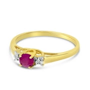 14k Yellow Gold Round Ruby And Diamond Ring