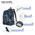 thumbnail image 3 of Disketp Navy Blue Geometric print Canvas Backpack Lightweight Travel Daypack Student Rucksack Laptop Backpack-Medium, 3 of 5
