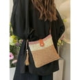 thumbnail image 7 of Ladies Fashion Straw Beach Bag Rattan Purse Summer Straw Crossbody Raffia Handbag Square Tassel Bag Gift, 7 of 7