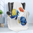 thumbnail image 4 of Fish Soft Flannel Fleece Throw Blanket, Tropical Aquarium Life Discus Fish and Goldfish in Different Patterns, Cozy Plush for Indoor and Outdoor Use, 50" x 70", Azure Blue Scarlet, by Ambesonne, 4 of 5