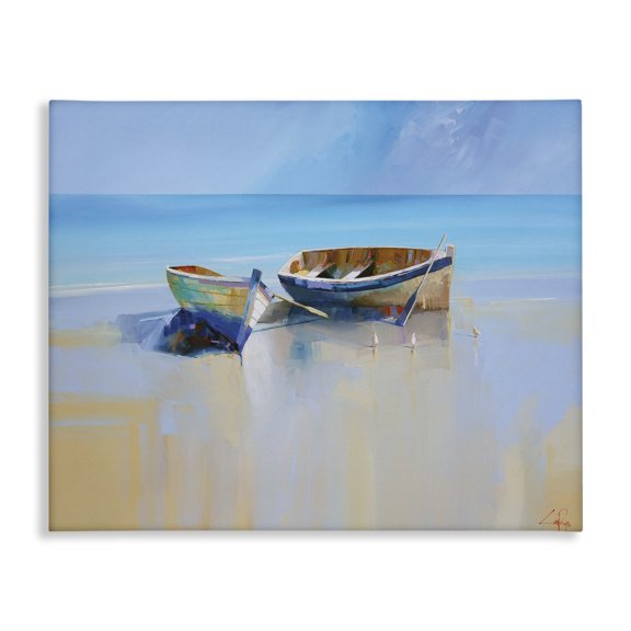 Stupell Industries Coastal Two Row Boats at the Shining Shore Canvas Art, 40 x 30, by Craig Trewin Penny