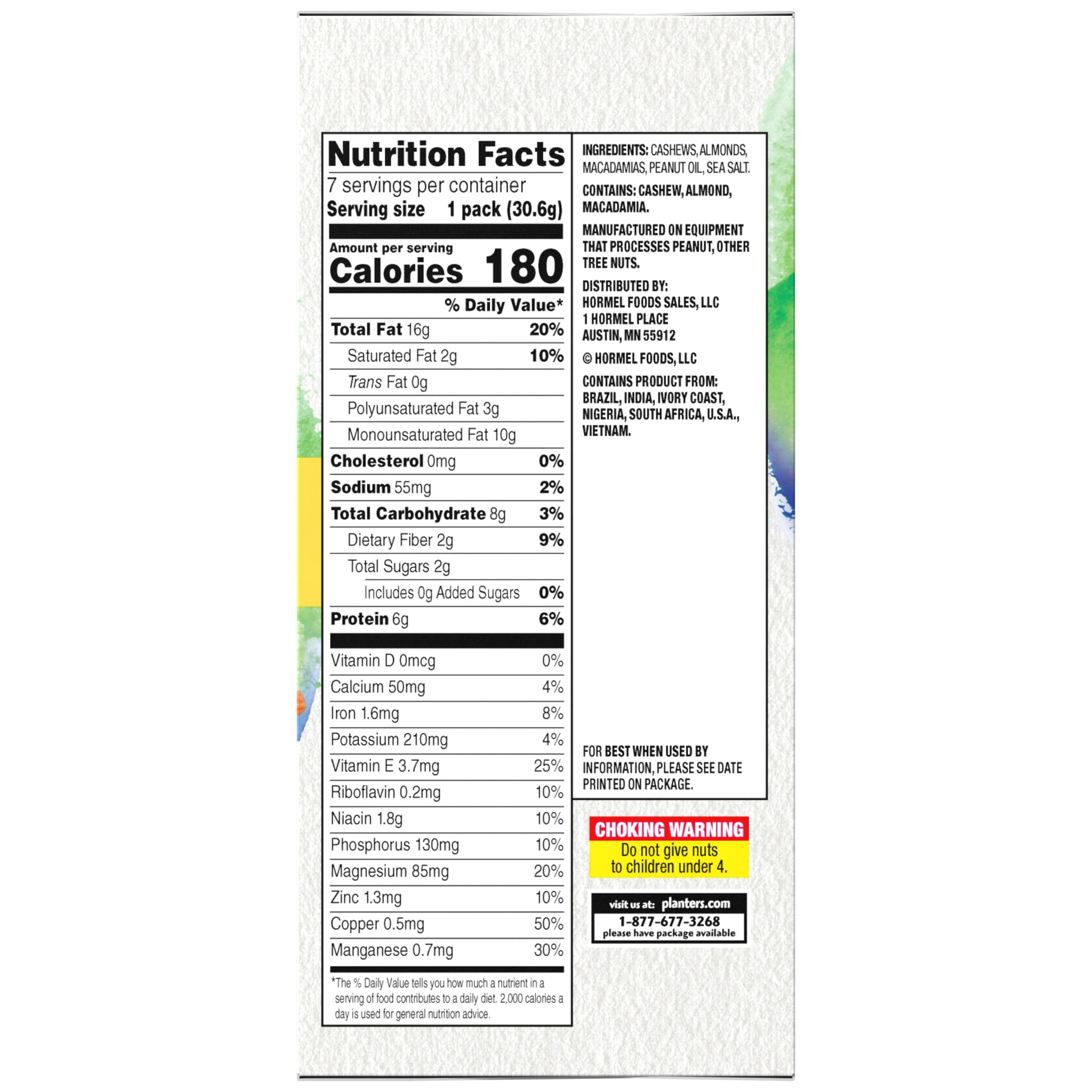(4 pack) PLANTERS NUT-RITION Wholesome Nut Mix, Mixed Nuts, Plant Based Protein, 7 Count Box