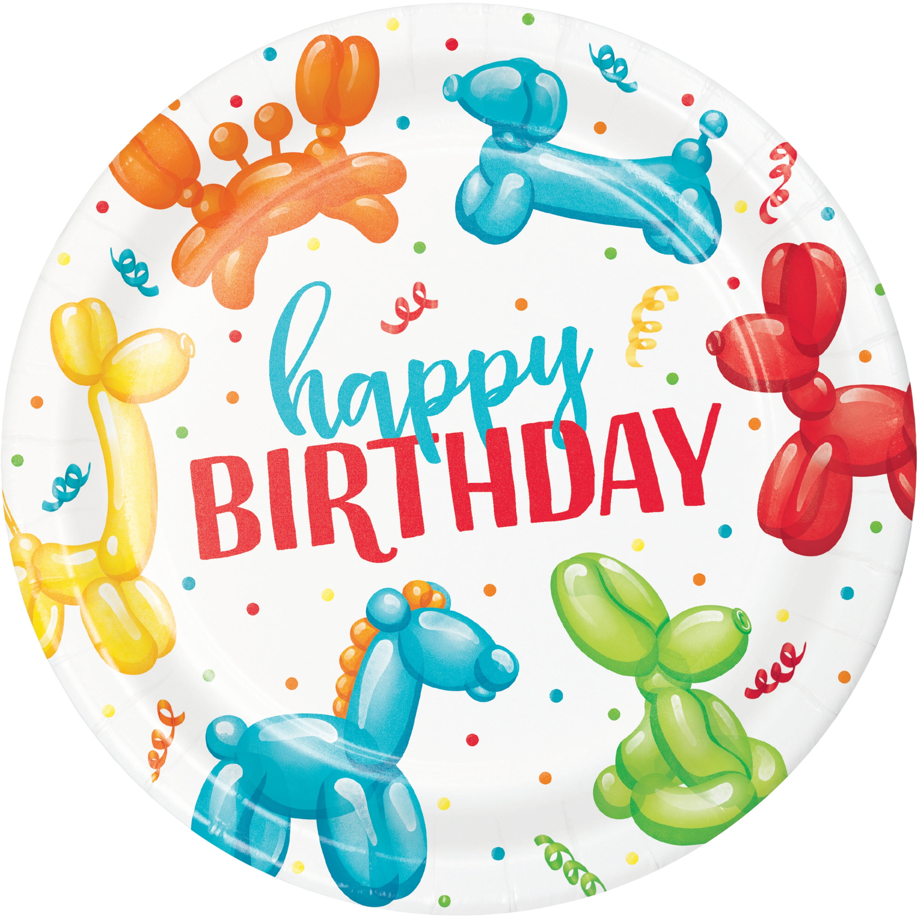 24 ct Party Balloon Animal Happy Birthday Paper Plates