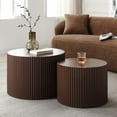 thumbnail image 6 of Tcbosik 2pcs/Set Nesting Coffee Tables, Round Side Table, Cocktail Table for Small Space Living Room Bedroom, Brown, 6 of 6