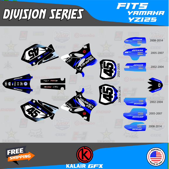 Kalair GFX Graphics Kit for Yamaha YZ125 (2002-2004) Division Series
