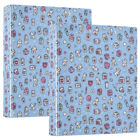 Three Ring Binder Cartoon Medical Supplies 1.5 Inch Round Binder D-Rings for Office Supplies and More