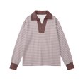 thumbnail image 4 of Lutiedan Striped Sweatshirt for Girls Fall Winter V Neck Pullover Tops Casual Long Sleeve Warm Sweatshirts Size 5-15,Brown, 4 of 6