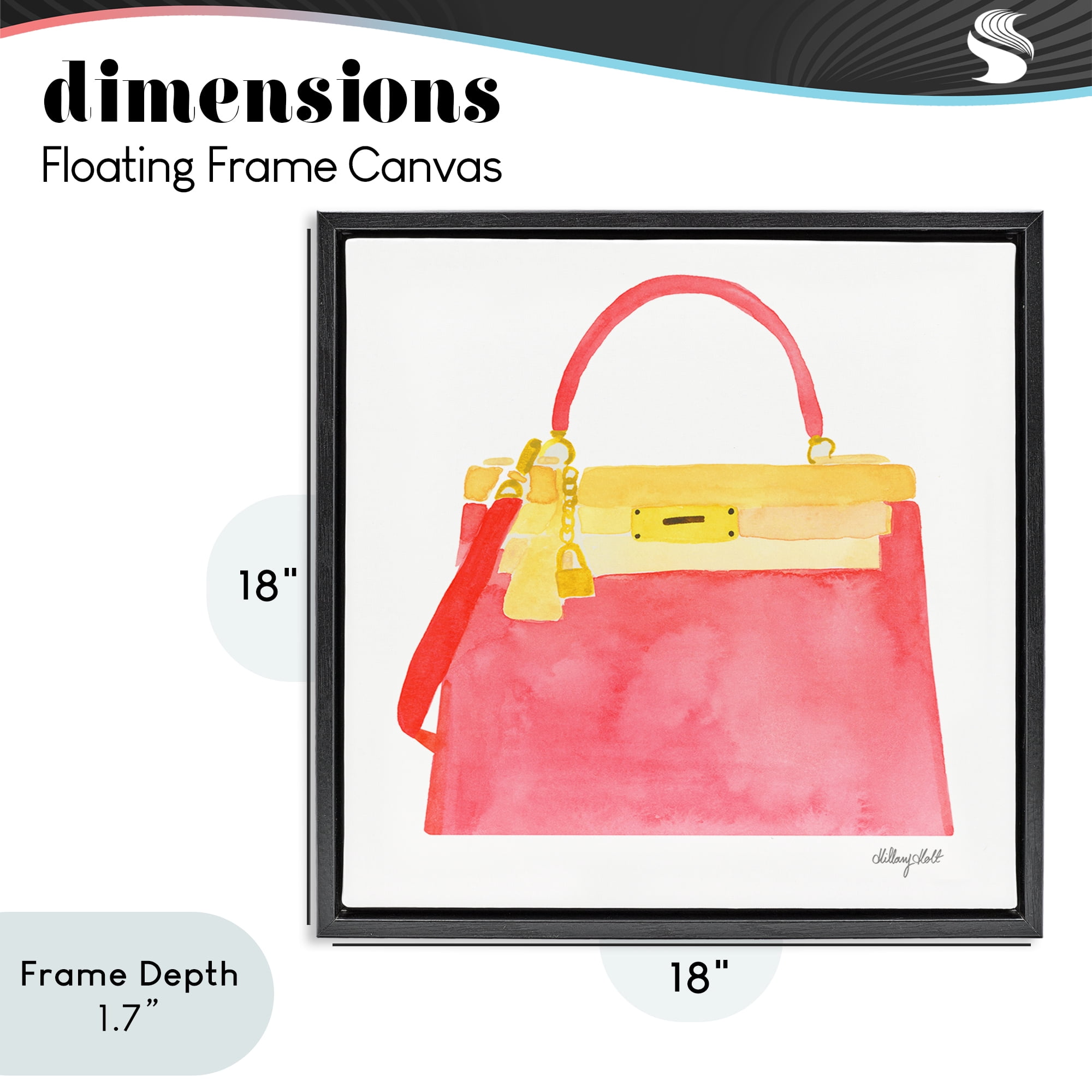 Stupell Industries Elegant Coral Handbag Black Framed Floater Canvas Wall Art, design by Hillary Holt