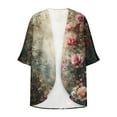 thumbnail image 3 of Hvyesh Cardigan for Women Summer Lightweight Floral Print Cardigans 3/4 Sleeve Open Front Casual Cover Ups, 3 of 5