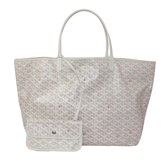 Pre-Owned GOYARD Saint Louis GM Tote Bag, Leather, White/Pink, Women's