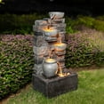 thumbnail image 2 of Teamson Home Outdoor 28.5 4 Tier Cascading Bowl Stacked Stone Fountain Yard Décor Gray, 2 of 5