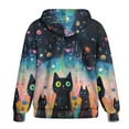 thumbnail image 5 of SCRAWLGOD Black Cat Graffiti Comfortable Full-Zip Hoodies for Women Loose Fit Hooded Sweatshirt Long Sleeve Sweater for Casual Wear, Exercising, Lounging at Home, M, 5 of 7
