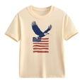 thumbnail image 4 of SGFCWSX Girls T-Shirts Kids Patriotic Casual Short Sleeve American Flag Print Graphic Tops Khaki Size 4-5 Years, 4 of 5