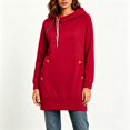 thumbnail image 4 of Busydd Womens Fall Dresses with Front Pocket Fashion Solid Color Hoodie Dress Casual Comfy Drawstring Long Sleeve Dress XL, 4 of 6