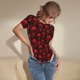 thumbnail image 3 of Balery Red Skulls Body de cuello redondo de manga corta para mujer Tops de manga corta Tops básicos-Medium, 3 of 5