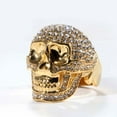 thumbnail image 2 of Skull Matching Rings Yellow Gold Plated Couple Rings 1CT CZ Wedding Ring Sets for Him and Her, 2 of 7