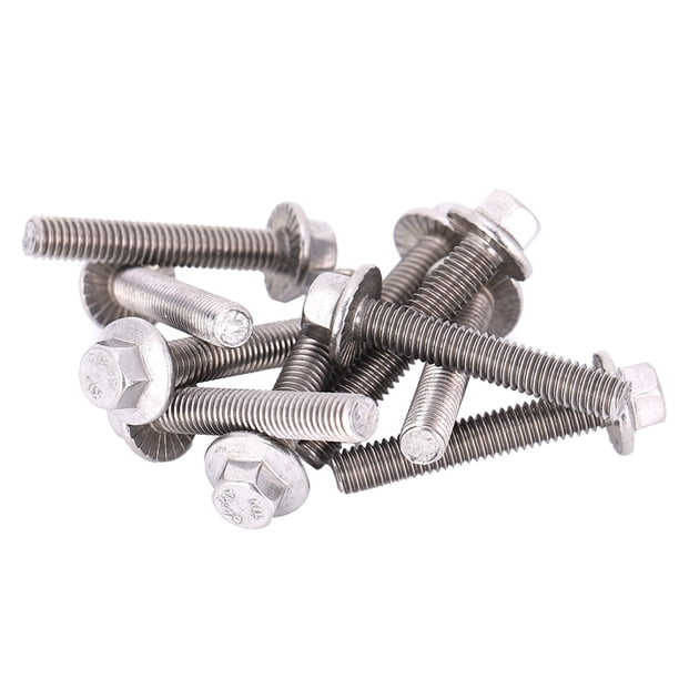 Risegun Inserto de Rosca de 10 Piezas, Tornillos de Brida Hexagonal de Acero Inoxidable, Tornillos de Cabeza de arandela, Sujetador M6, Herramienta de reparación Reforzada para Cobre plástico(M6*35)