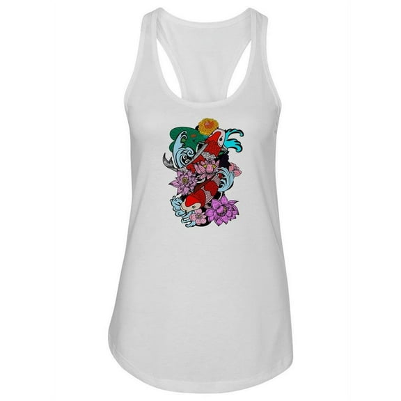 Koi Fish With Flowers Tank Women -Image by Shutterstock, Female XX-Large