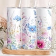 thumbnail image 3 of [NO STRAW] Wildflower Tumbler Insulated, 20 oz Skinny Tumbler for Birthday, Floral Cup , Spring Flower Tumbler, Bridesmaid Tumbler Gift, 3 of 3
