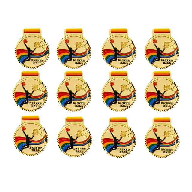 12 Piezas De Medallas De Baloncesto Para Premios De Aleación De Zinc, Premios Para Eventos Deportivos De Oro