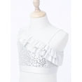 thumbnail image 3 of MSemis Girls Kids Shiny Sequined Dance Crop Top Jazz Modern Dance Top White 8, 3 of 6