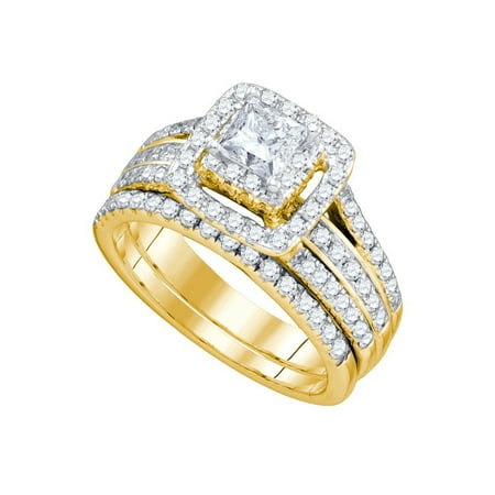 gold rings yellow walmart ring diamond bridal band womens cttw engagement princess cut 14k