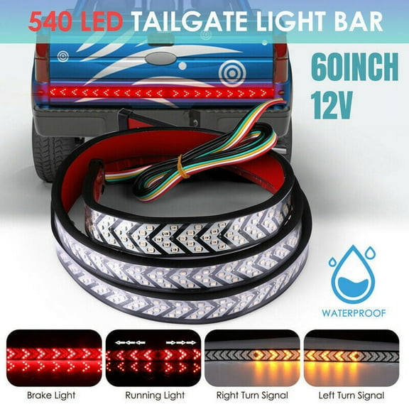 60" 5 Row 540 LED Strip Tailgate Light Bar Truck Brake Turning Signal Tail Lamp