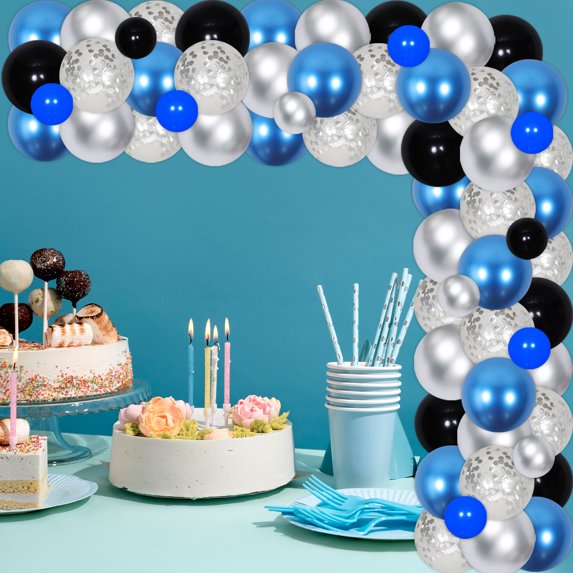 Blue Double Digits Happy 10th Birthday Decoration, Blue Black Balloon Garland Arch Kit, Double Digits Letter Aluminum Film Balloons, Number 10 Foil Balloons for 10th Daughter Birthday Party Supplies