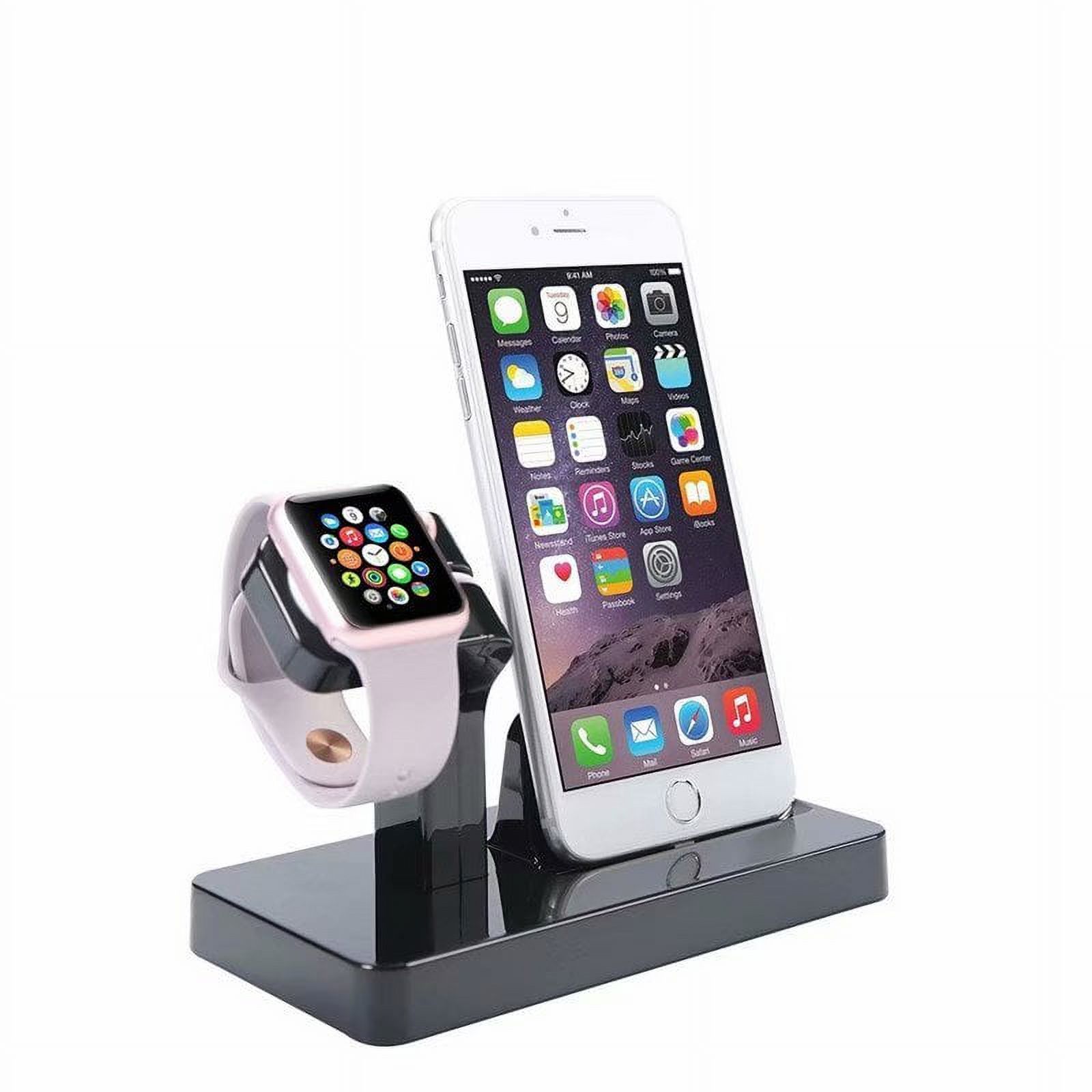 Charging dock,2 in 1 Stand Holder & Charging Docking Station, Charger Stand Dock Compatible with Apple Watch Series 3 2 1, iWatch, iPhone, iPod -Black - image 3 of 8