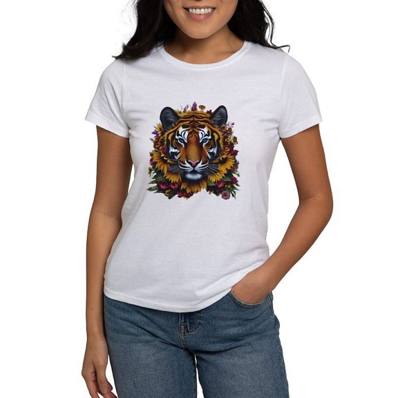 CafePress - Sunflower Tiger T Shirt - Women's Classic T-Shirt