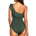 thumbnail image 6 of Hilor Women One Piece Bathing Suits One Shoulder Ruffle Swimwear Tummy Control Monokinis Swimsuits, 6 of 10